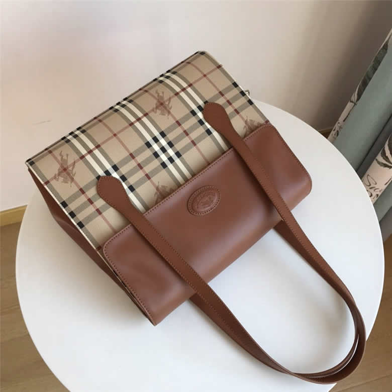 Burberry巴寶莉專櫃價中古女包經典戰馬格紋拼皮翻蓋手提包公文包￥1480.00的图片-高仿博柏利包包Burberry巴寶莉、高仿博柏利女包Burberry巴寶莉