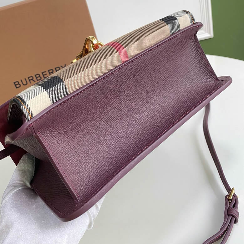 Burberry原單女包巴寶莉粒紋皮革拼 house格紋斜背包8131紫色￥1480.00的图片-高仿博柏利包包Burberry巴寶莉、高仿博柏利女包Burberry巴寶莉