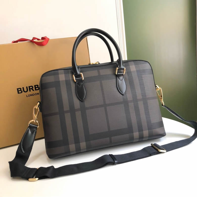 Burberry原單一比一巴寶莉煙熏格紋裁片男款公文包￥1480.00的图片-高仿博柏利包包Burberry巴寶莉、高仿博柏利男包Burberry巴寶莉