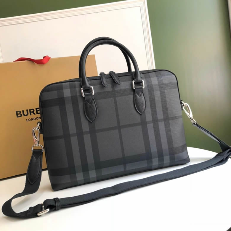 Burberry原單一比一巴寶莉煙熏格紋裁片男款公文包￥1480.00的图片-高仿博柏利包包Burberry巴寶莉、高仿博柏利男包Burberry巴寶莉