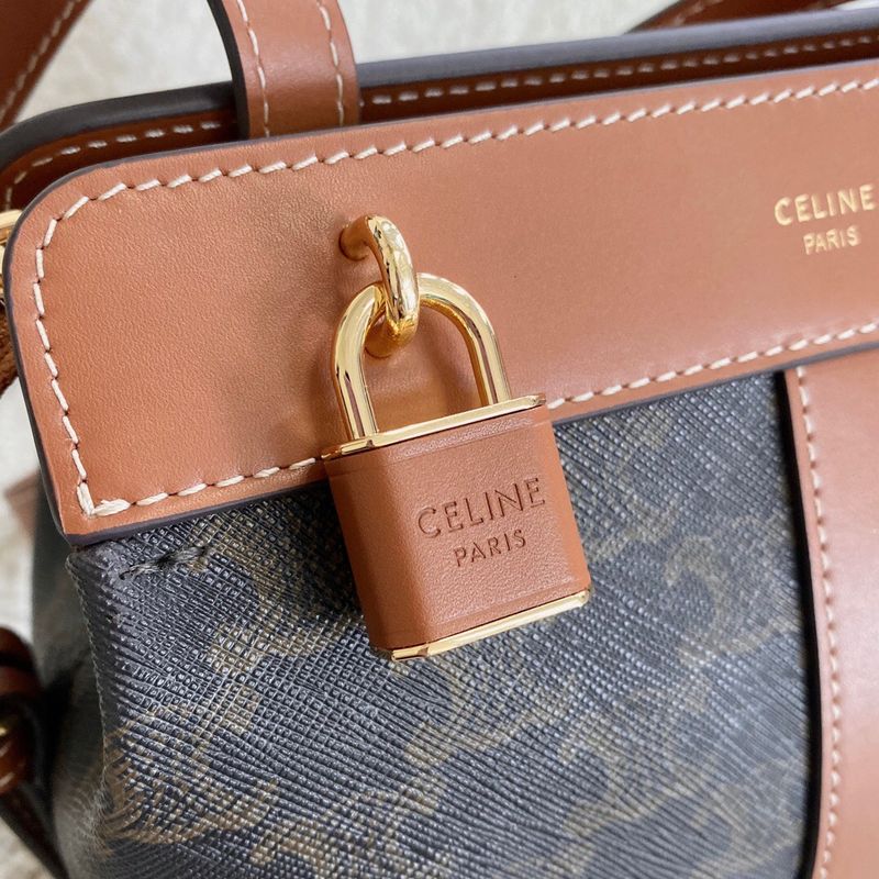 Celine/賽琳 春夏新款印花手袋老花拼皮鎖頭掛飾斜挎包單肩包牛奶盒￥1780.00的图片-高仿賽琳包包CELINE