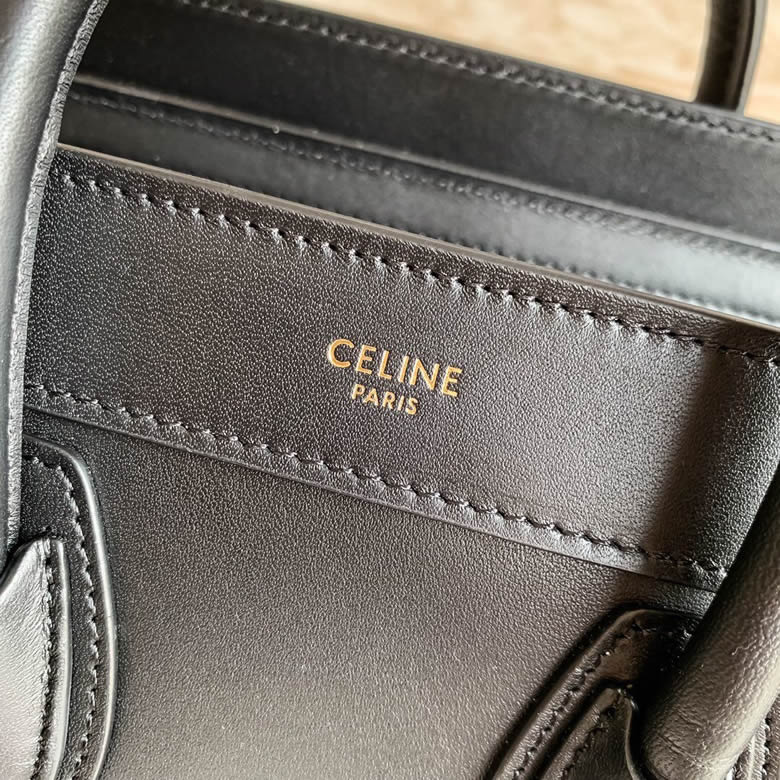 Celine/賽琳LUGGAGE NANO平紋小牛皮手袋黑色189243/189793超小號/189213大號￥1980.00的图片-高仿賽琳包包CELINE