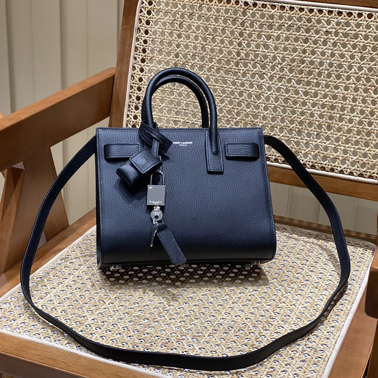 高仿聖羅蘭女包YSL sac de jour山羊紋風琴包 340778黑色22CM￥1680.00