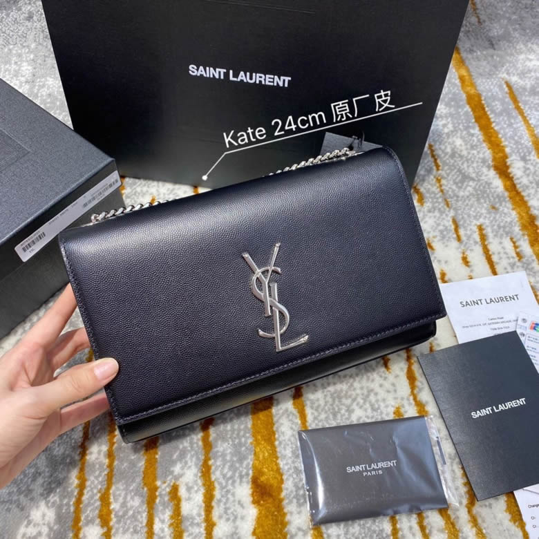 YSL/聖羅蘭KATE單肩斜挎鏈條包354021黑色銀扣￥1780.00