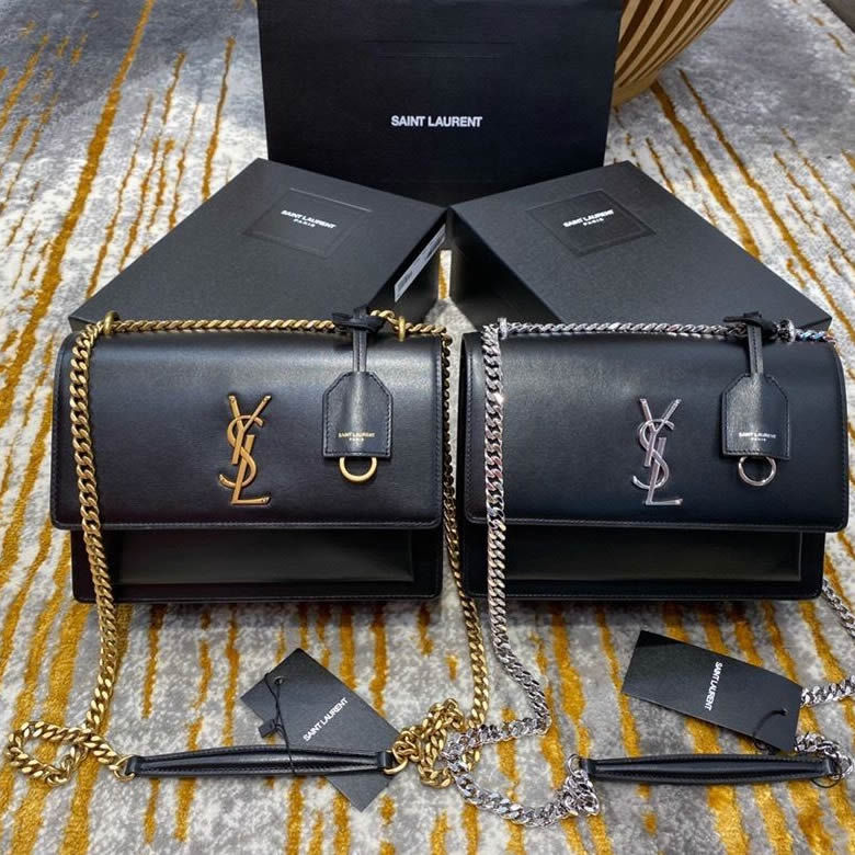 YSL/聖羅蘭牙簽紋sunset 22日落包442906黑色印金扣￥1980.00