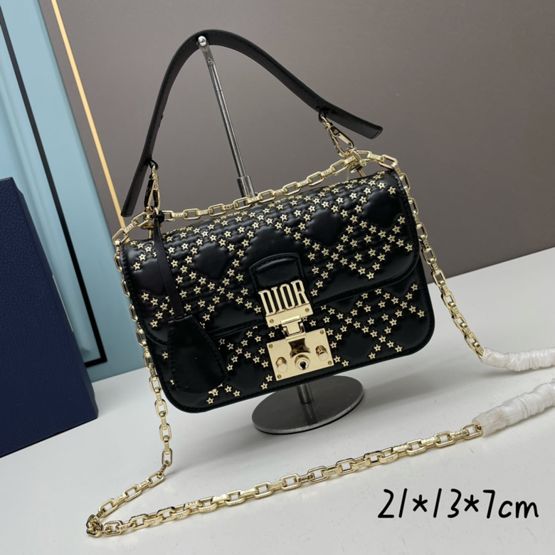 迪奧女包專櫃新品Dior rama鏈條包迪奧戴妃包5821黑￥1480.00