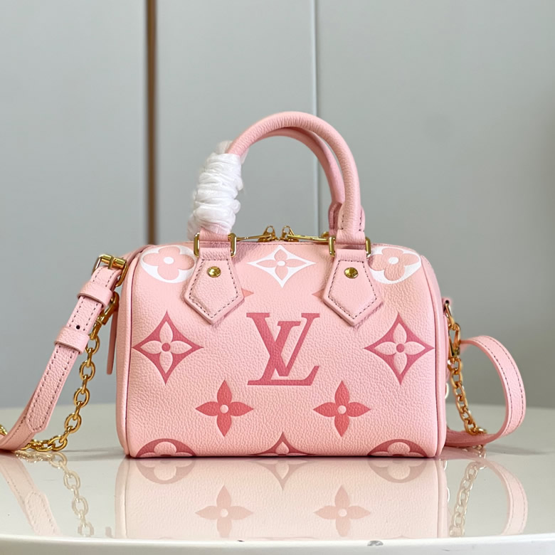 Lv2023新款包包speedy米白粉印Bandoulière草莓20手袋奶油白 M46397￥1280.00