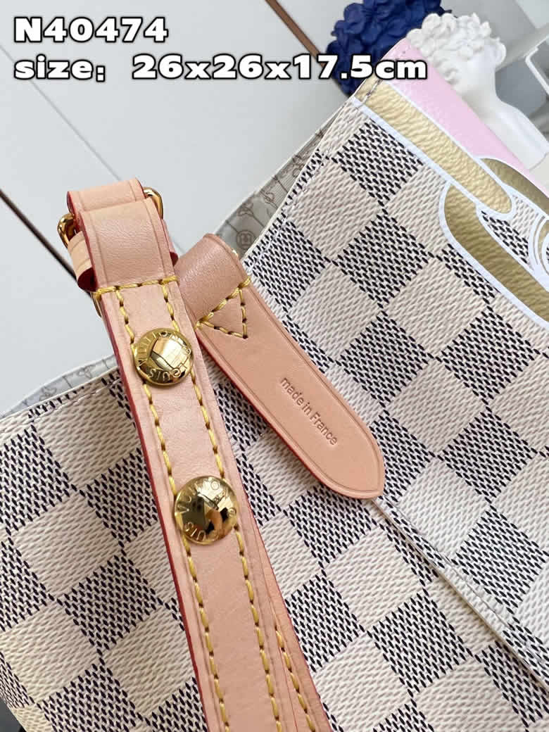 原單lv女包水桶NéoNoé中號手袋選用Damier Azur帆佈 N40474￥1480.00的图片-高仿LV包包、高仿lv女包