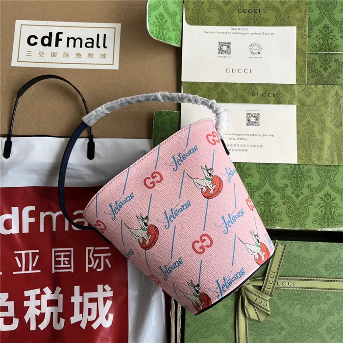 原廠皮配(Cdfmall三亞免稅店手提袋】gucci古馳兒童印花水桶包￥1480.00