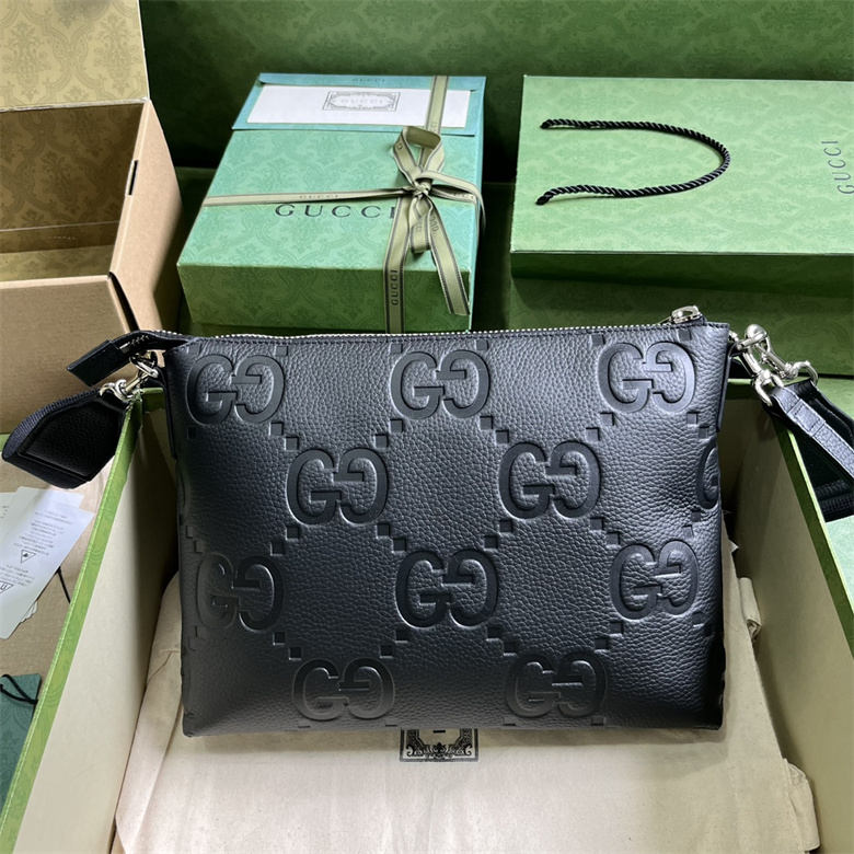 原單古奇女士斜挎超級雙G中號郵差包Gucci 696009 AABY7 1000黑￥1280.00的图片-高仿古奇包包Gucci、高仿古奇女包Gucci