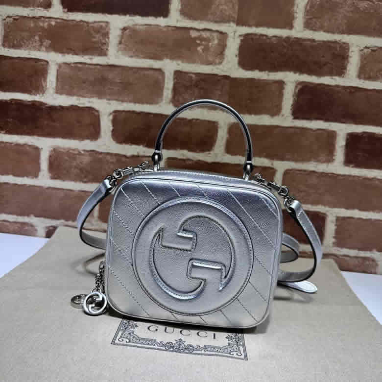 GUCCI古馳Blondie繫列手提包744434銀色￥1280.00的图片-高仿古奇包包Gucci、高仿古奇女包Gucci