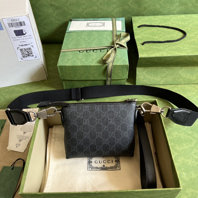 高仿古奇互扣式雙G郵差包黑色723306￥1280.00的图片-高仿古奇包包Gucci、高仿古奇男包Gucci