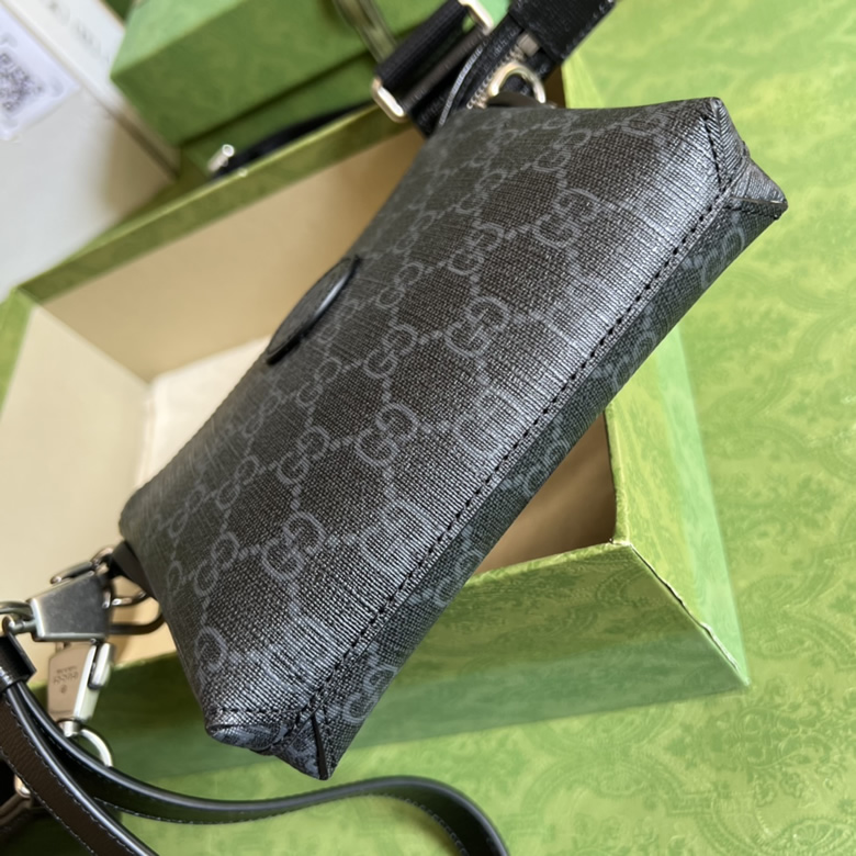 高仿古奇互扣式雙G郵差包黑色723306￥1280.00的图片-高仿古奇包包Gucci、高仿古奇男包Gucci