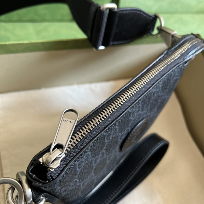 高仿古奇互扣式雙G郵差包黑色723306￥1280.00的图片-高仿古奇包包Gucci、高仿古奇男包Gucci