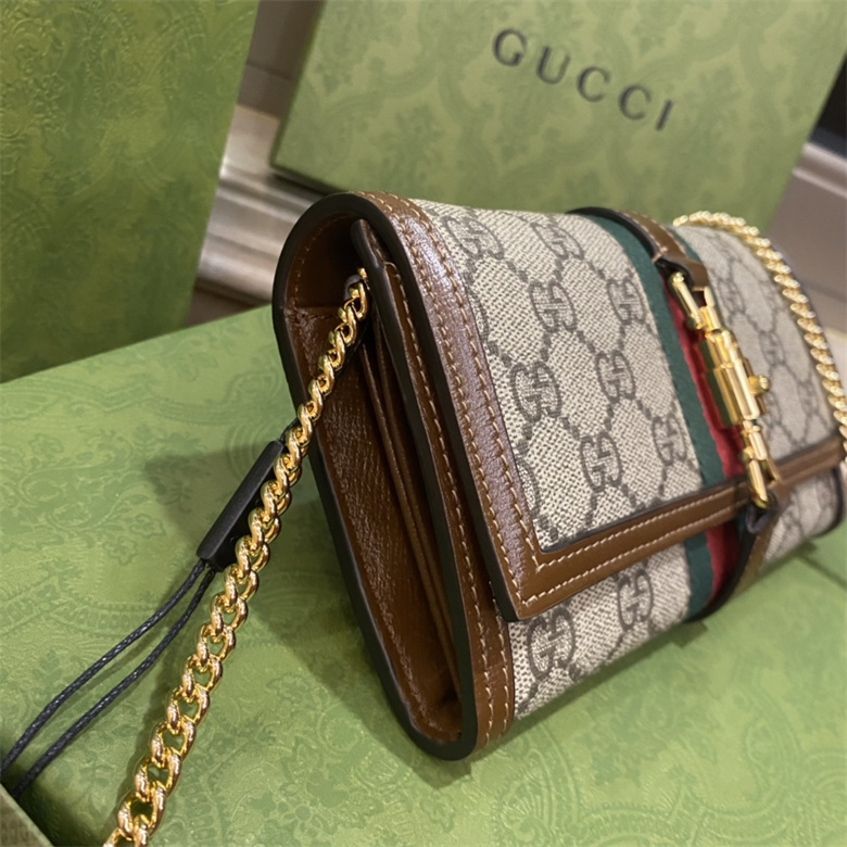 Gucci丹寧牛仔Jackie1961繫列鏈帶錢包 65268￥1280.00的图片-高仿古奇包包Gucci、高仿古奇錢包Gucci
