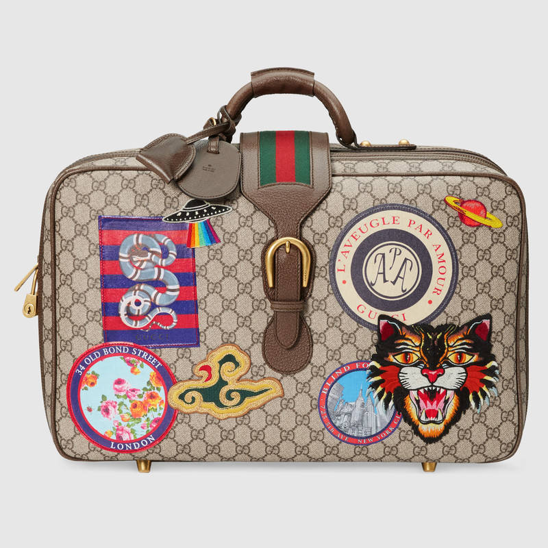 原單424501 Gucci古馳Courrier繫列GG Supreme帆佈行李箱￥2480.00的图片-高仿古奇包包Gucci、高仿古奇旅行袋/行李箱Gucci