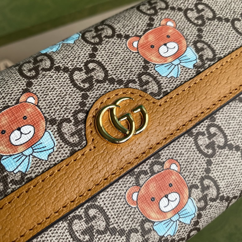 原單gucci最新款印花泰迪熊圖案繫列翻蓋式錢包647786￥1280.00的图片-高仿古奇包包Gucci、高仿古奇錢包Gucci