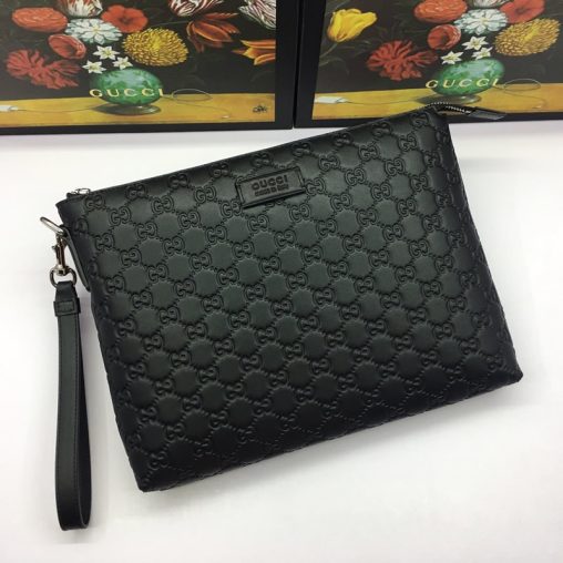 GUCCI古馳Signature柔軟皮革男士手拿包473881黑色￥1280.00