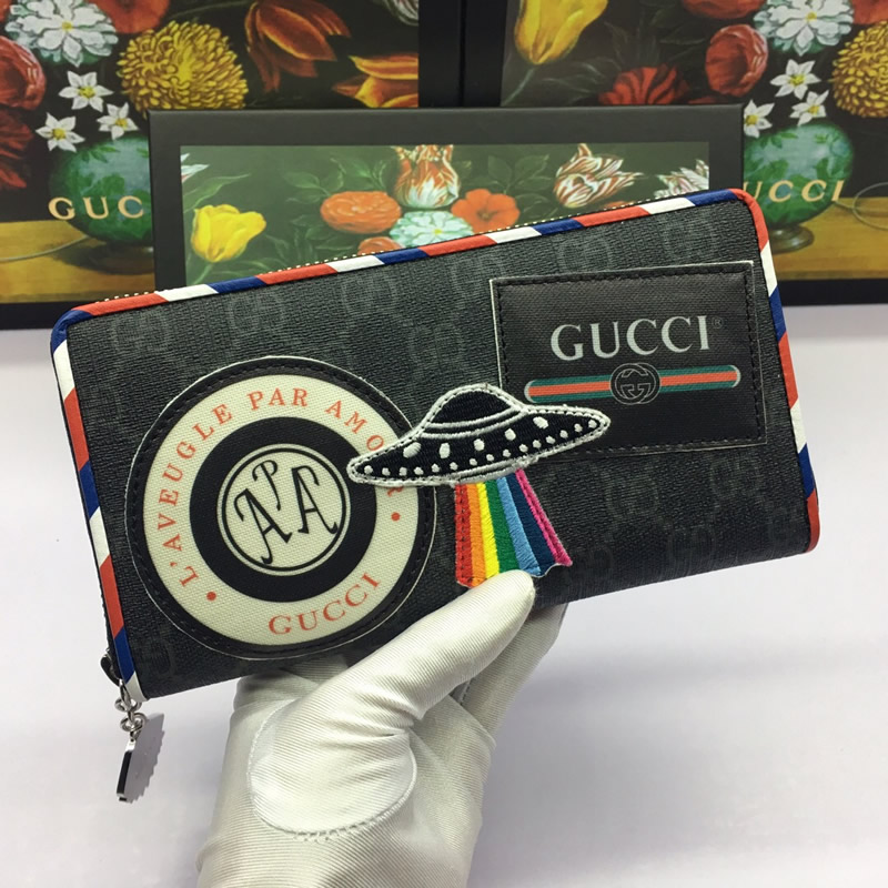 Gucci古馳男士中長款拉鏈錢包卡包男款496342黑￥980.00的图片-高仿古奇包包Gucci、高仿古奇錢包Gucci