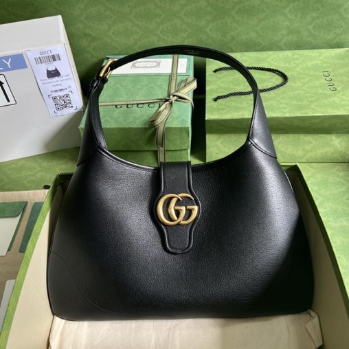 GUCCI/古馳中號新月造型肩背包726274黑色皮革￥1880.00